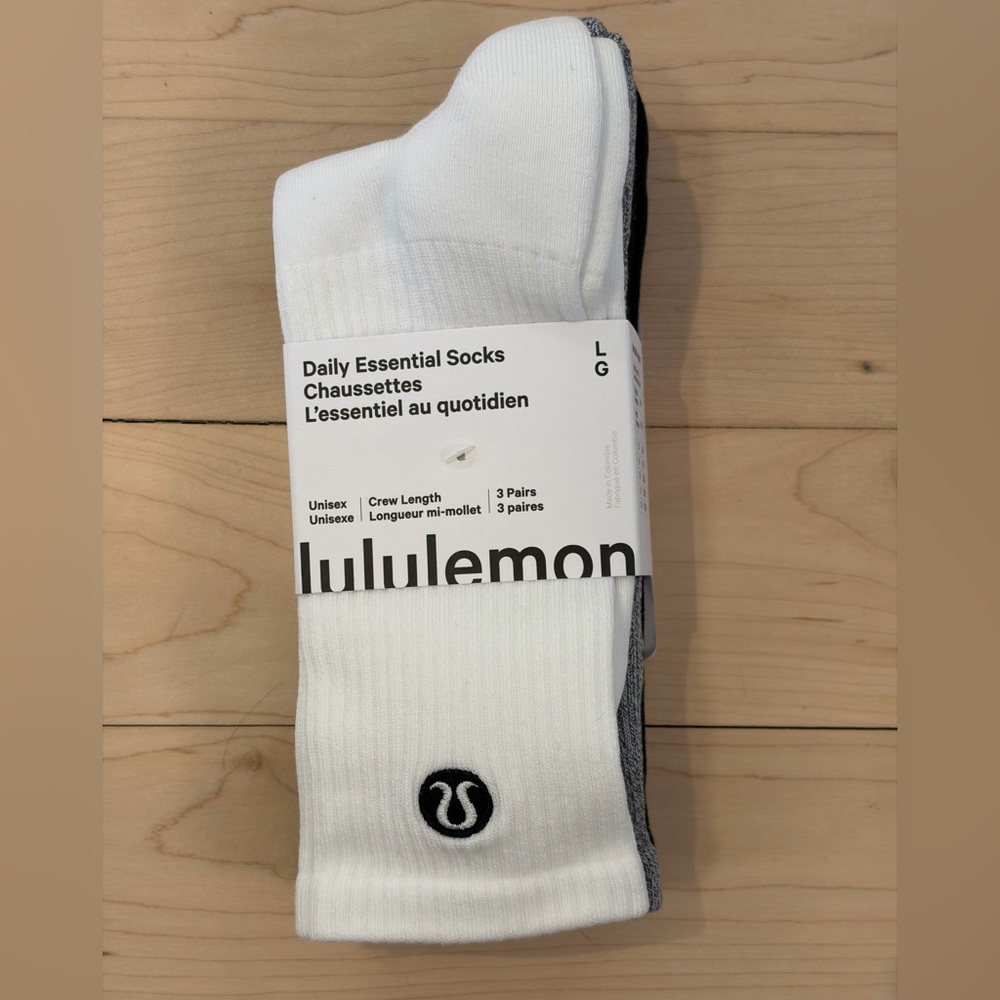 Lululemon Daily Essential Socks NWT - 3 pairs - size Large
